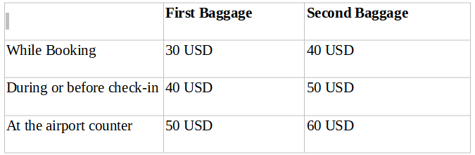 Spirit Airline Baggage Policy table 3