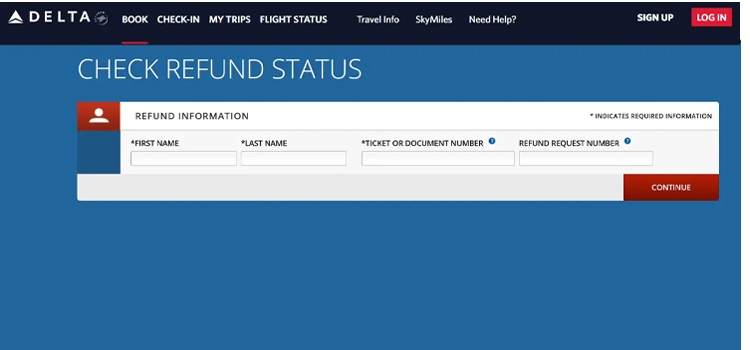 Delta Refund Request Status