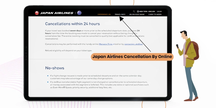 japan airlines cancellation by online